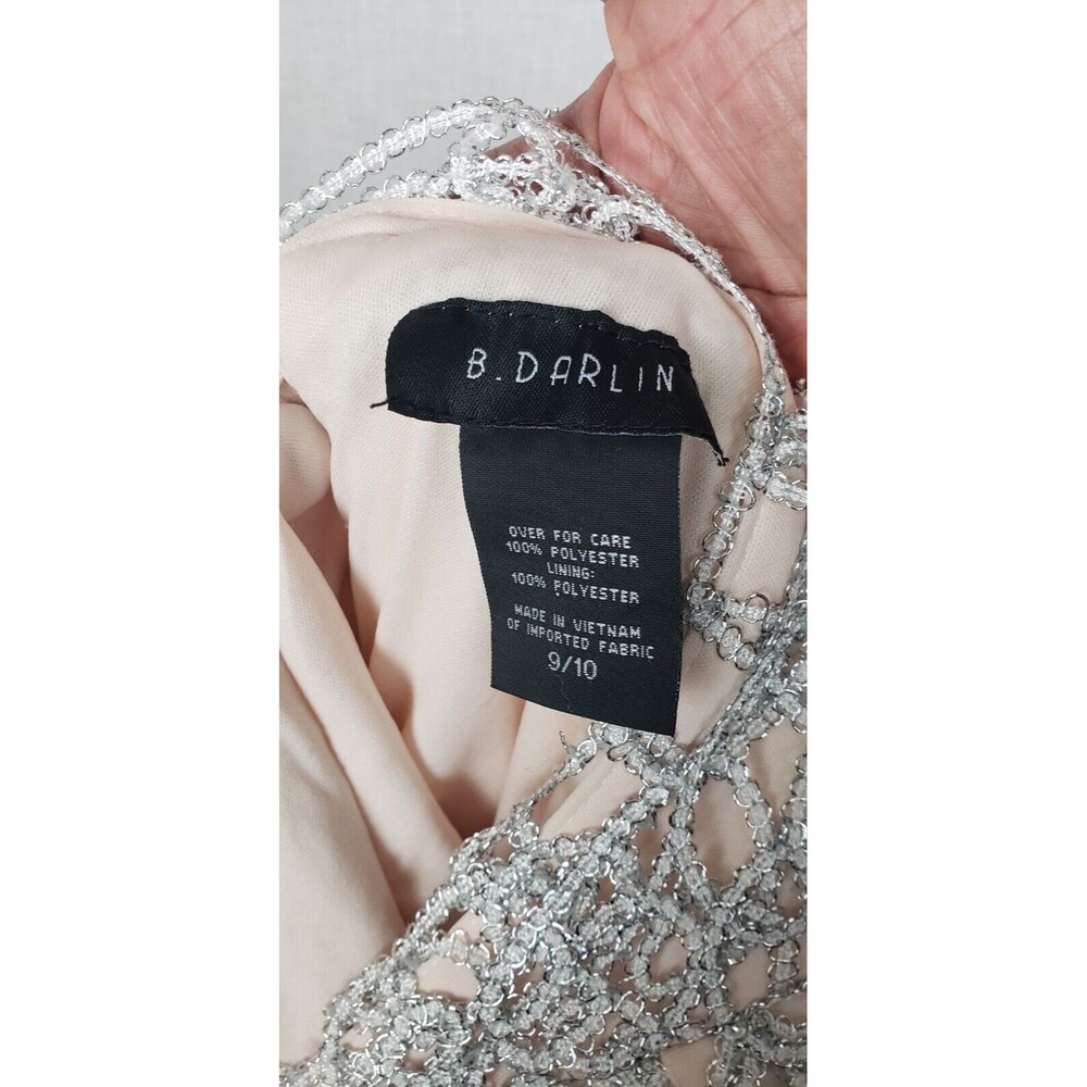 B. Darlin Dress Maxi Long Gown 10 Silver Lace Slit Prom New Years Party Holiday - Picture 6 of 8